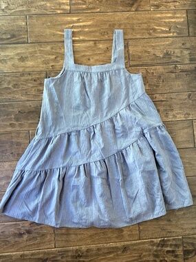 Splendid Gray Stripe Tiered Square Neck Aubrey Dress Women's Large Lagenlook